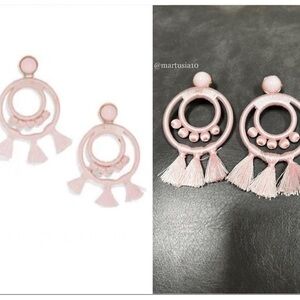 BAUBLEBAR Pink Tassel Hoop Drop Earrings